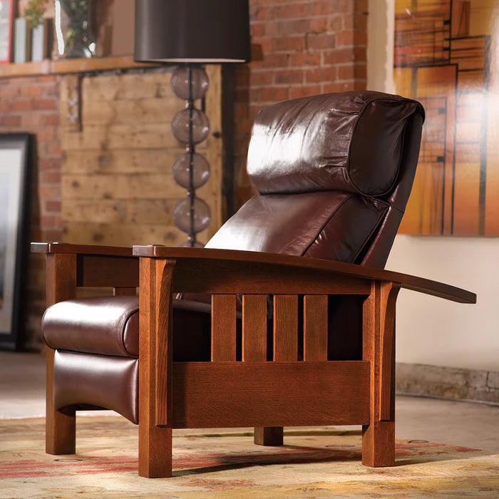 Brown Leather Armchair with wooden armrests